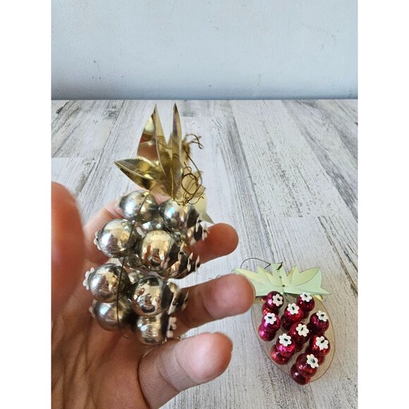 Vintage resl lenz Mercury glass strawberry ornament RARE West Germany set unique - Picture 6 of 10